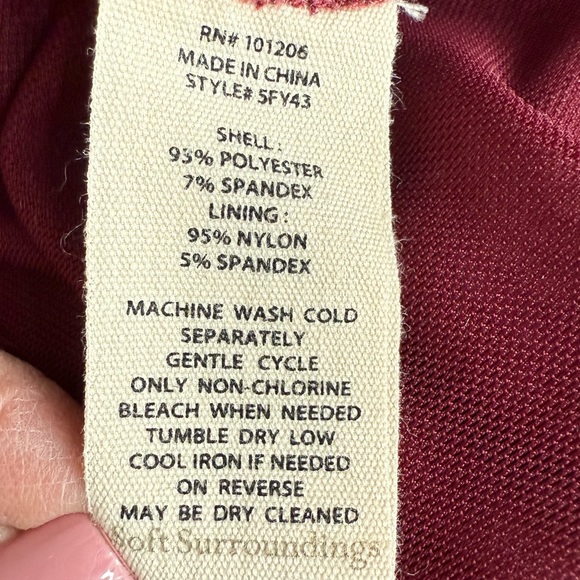 Soft Surroundings Wine Velvet Draped Ruched Front Top Women’s 3X - Picture 11 of 12